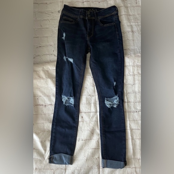 Indigo Rein Denim - Indigo Rein Dark Blue Distressed Skinny Jeans